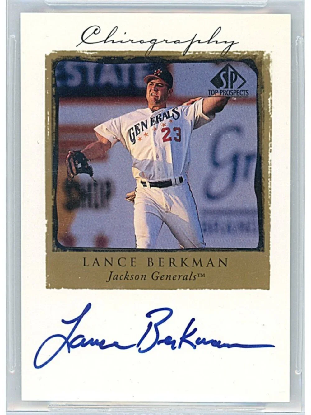 Lance Berkman Signed 1999 SP Top Prospect Chirography Card Beckett BAS Autograph